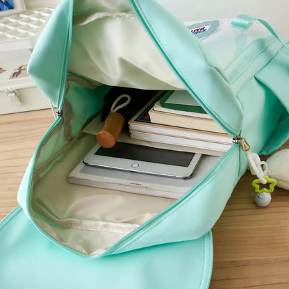 Sweet Preppy Style Girls Lolita High Capacity Backpacks HandBags Students School Cute Pendant Solid Shoulder Bags