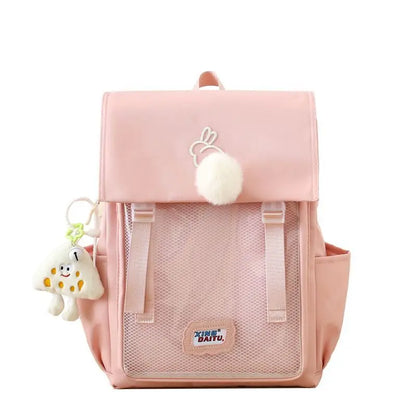Sweet Preppy Style Girls Lolita High Capacity Backpacks HandBags Students School Cute Pendant Solid Shoulder Bags