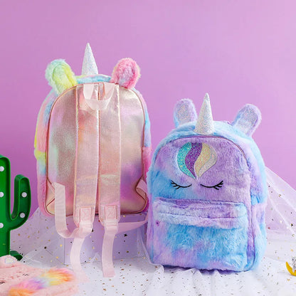 Sweet Unicorn Plush School Backpack for Girls Kindergarten Cartoon School Bags Cute Backpack Back To School Mochila Escolar Nina