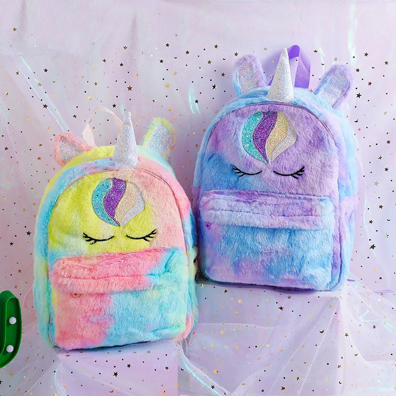 Sweet Unicorn Plush School Backpack for Girls Kindergarten Cartoon School Bags Cute Backpack Back To School Mochila Escolar Nina