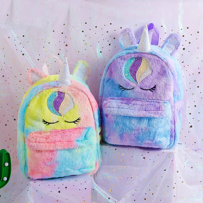 Sweet Unicorn Plush School Backpack for Girls Kindergarten Cartoon School Bags Cute Backpack Back To School Mochila Escolar Nina