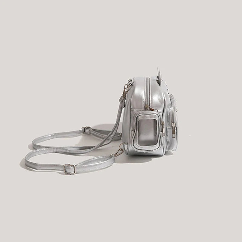 Swet Japan Style Spicy Girls Lolita Mini Backpacks Beauty Case Transparent Layer School Kawaii Silvery Cat ItaBags Shoulder Bags