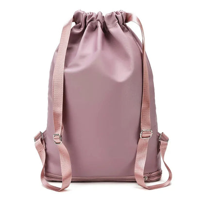 Swimming Dry and Wet Separation Expansion Separate Shoe Bin Drawstring Beach Bag Storage Sports Backpack Fitness Yoga
