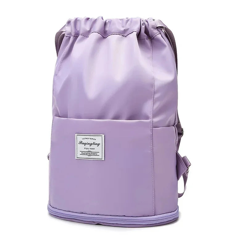 Swimming Dry and Wet Separation Expansion Separate Shoe Bin Drawstring Beach Bag Storage Sports Backpack Fitness Yoga
