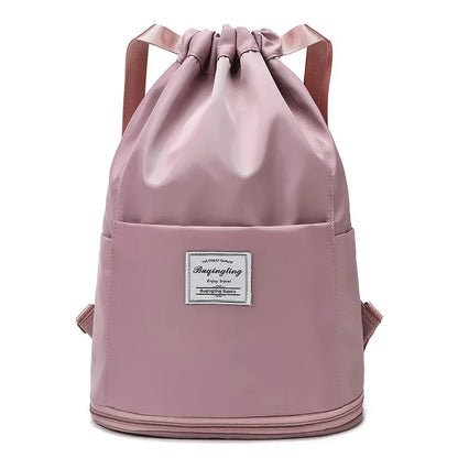 Swimming Dry and Wet Separation Expansion Separate Shoe Bin Drawstring Beach Bag Storage Sports Backpack Fitness Yoga