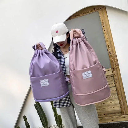 Swimming Dry and Wet Separation Expansion Separate Shoe Bin Drawstring Beach Bag Storage Sports Backpack Fitness Yoga
