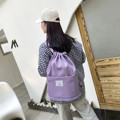 Swimming Dry and Wet Separation Expansion Separate Shoe Bin Drawstring Beach Bag Storage Sports Backpack Fitness Yoga