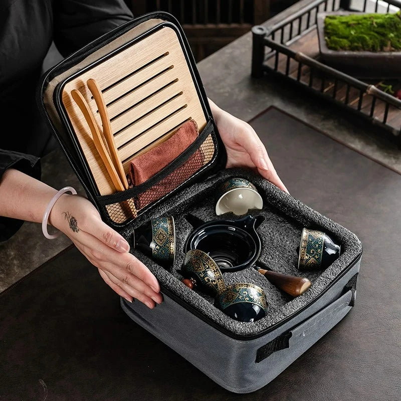 Swing Tea Artifact Lazy Kung Fu Tea Set Portable Xiaoyao Teapot Teaware Kitchen Dining Bar Home Garden