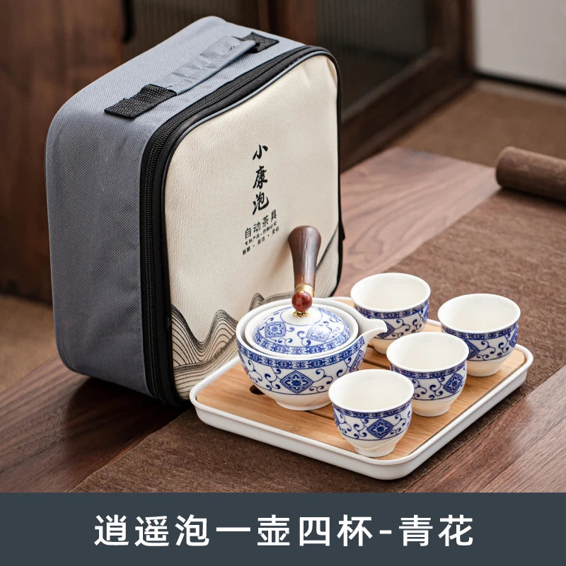 Swing Tea Artifact Lazy Kung Fu Tea Set Portable Xiaoyao Teapot Teaware Kitchen Dining Bar Home Garden