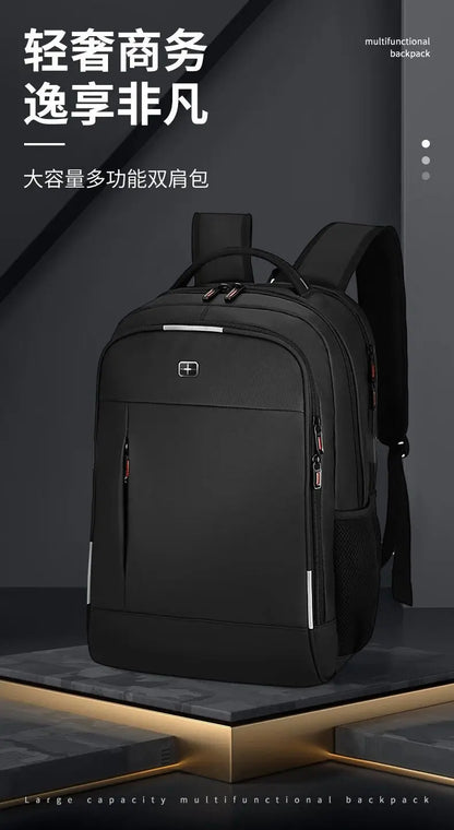 Swiss  High Capacity Men's Backpack USB Charging Laptop Bag Women's Backpack 17 Inch Waterproof Business Travel Bag