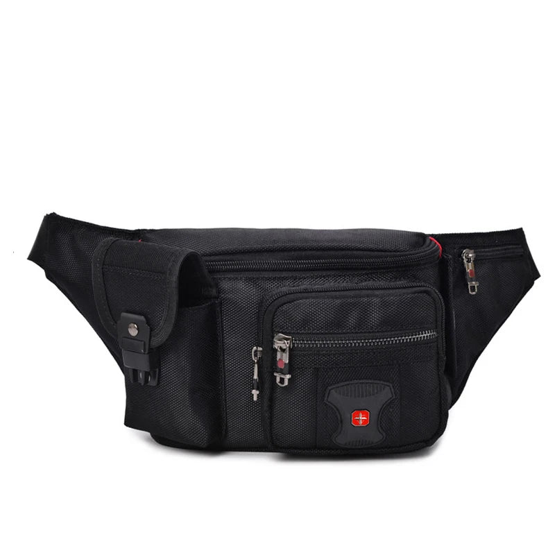 Swiss Multi-function Oxford Waist Bag Men Black Casual Funny Pack Male Multi-pocket Women Money Pouch Belly Bag For Cellphones