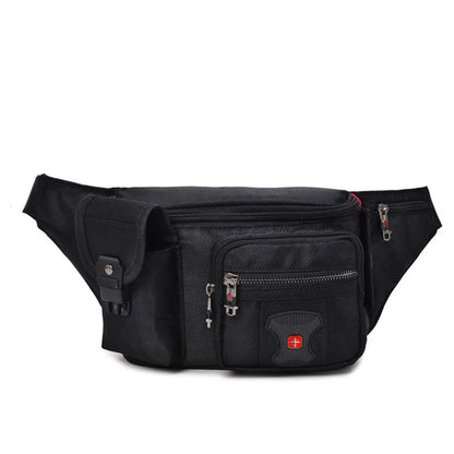 Swiss Multi-function Oxford Waist Bag Men Black Casual Funny Pack Male Multi-pocket Women Money Pouch Belly Bag For Cellphones