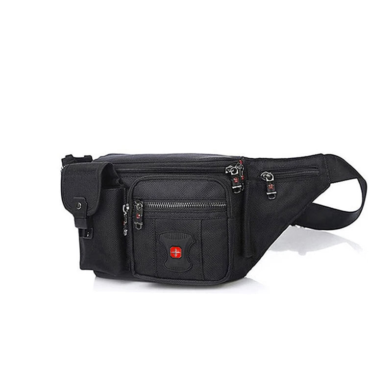 Swiss Multi-function Oxford Waist Bag Men Black Casual Funny Pack Male Multi-pocket Women Money Pouch Belly Bag For Cellphones