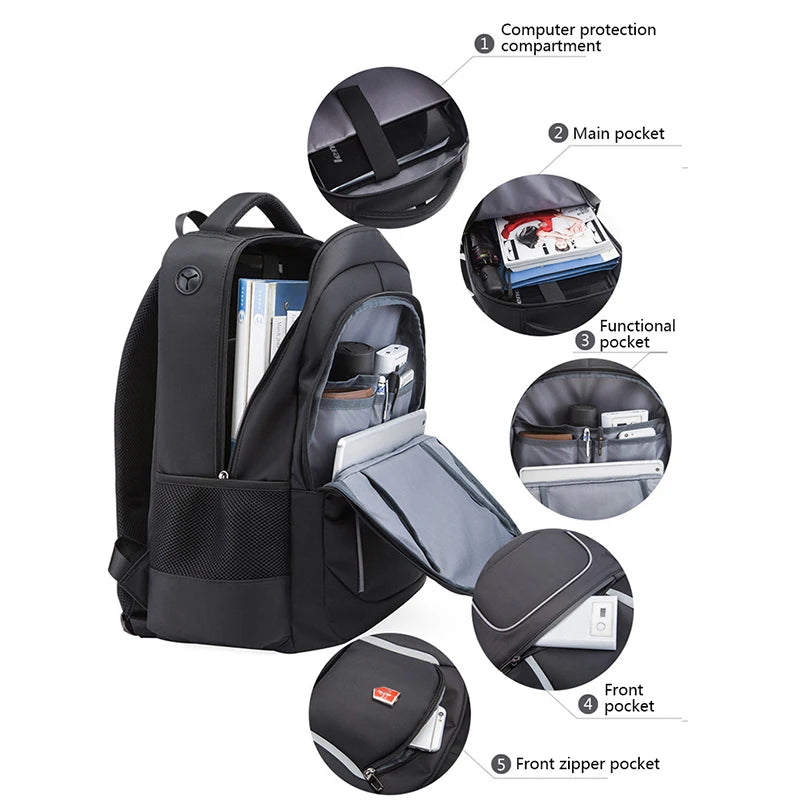 Swiss New Waterproof Men's Backpack 17 inch Laptop School Student Bags Fashion USB Charging Travel Backpack Women Mochila Male