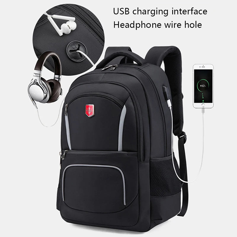 Swiss New Waterproof Men's Backpack 17 inch Laptop School Student Bags Fashion USB Charging Travel Backpack Women Mochila Male