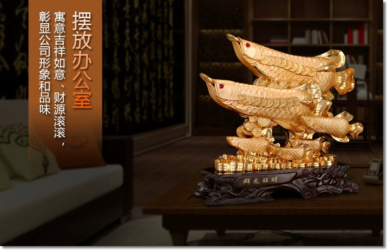 Golden Feng shui fish to attract wealth decoration  large living room arts and crafts hotel office home decoration statue