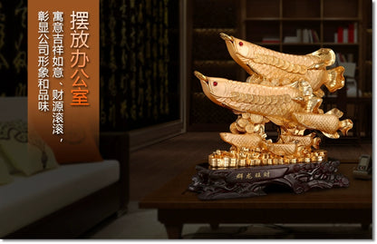 Golden Feng shui fish to attract wealth decoration  large living room arts and crafts hotel office home decoration statue