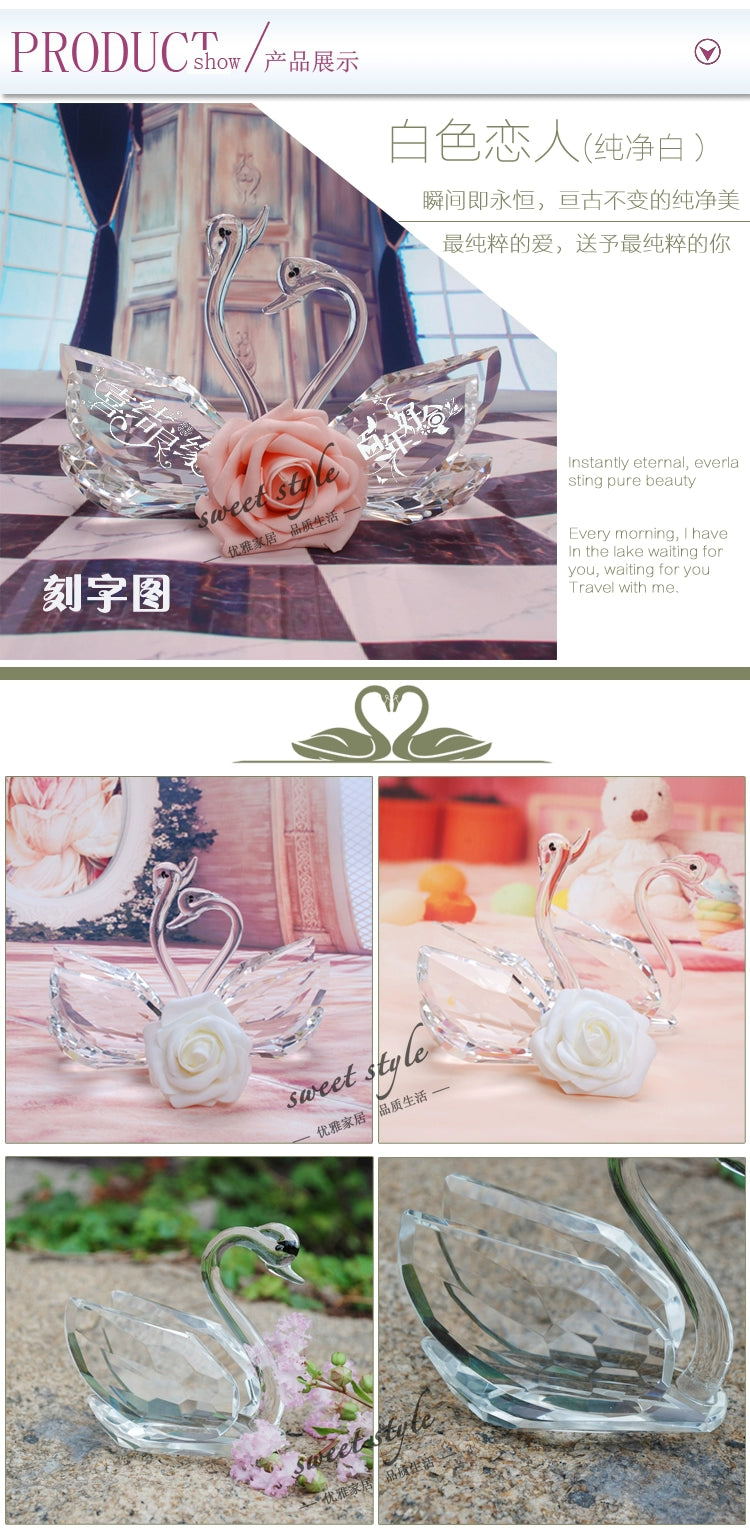 110mm k9 Crystal Swan Crafts Glass Paperweight Fengshui Ornaments Figurines  Wedding Party Decor Gifts Souvenir statue