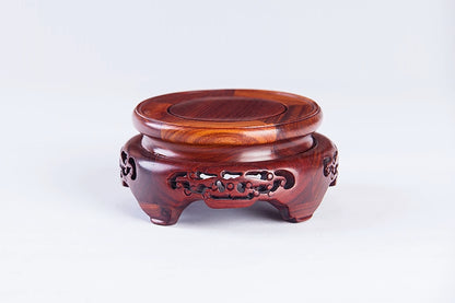 Wooden Pedestal Display Stand Solid Wood Carving Handicraft Decorative Base for Craft Tea Set Teapot Plants Ornaments Display