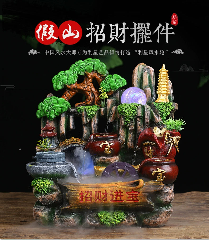 Artificial mountain bonsai resin fish the fountain wind water polo the home decoration office living room, the opening of a gift