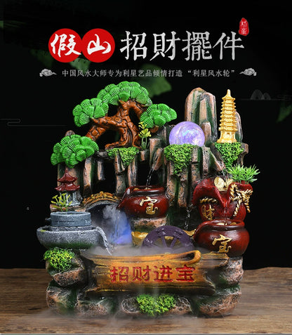 Artificial mountain bonsai resin fish the fountain wind water polo the home decoration office living room, the opening of a gift