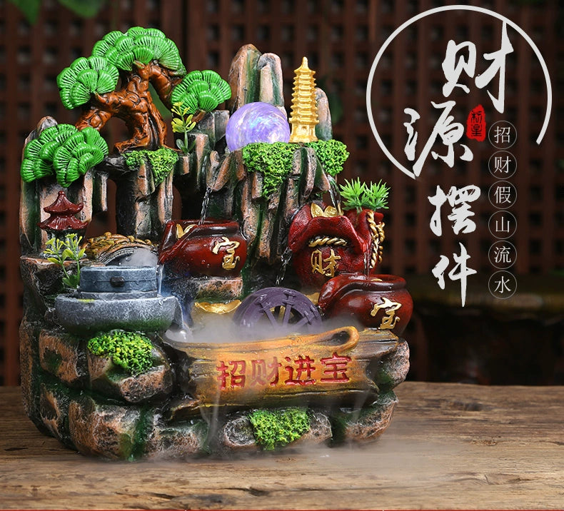 Artificial mountain bonsai resin fish the fountain wind water polo the home decoration office living room, the opening of a gift