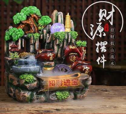 Artificial mountain bonsai resin fish the fountain wind water polo the home decoration office living room, the opening of a gift
