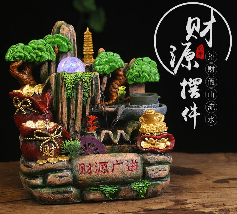 Fake mountain big Atomizing humidifier and fengshui wheel humidifier home decoration craft gift room office fortune