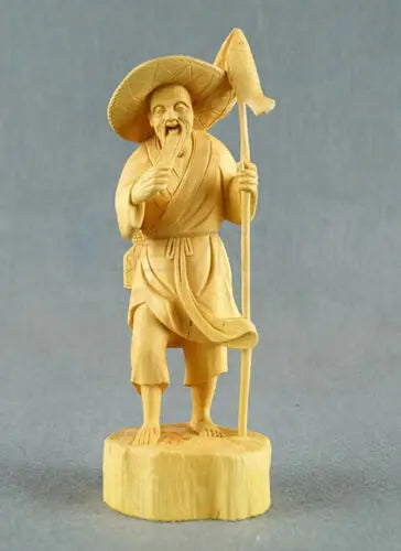 TJ039ca: 19.5x7x6.5 CM Boxwood Figurine Carving : Stunning Fishman