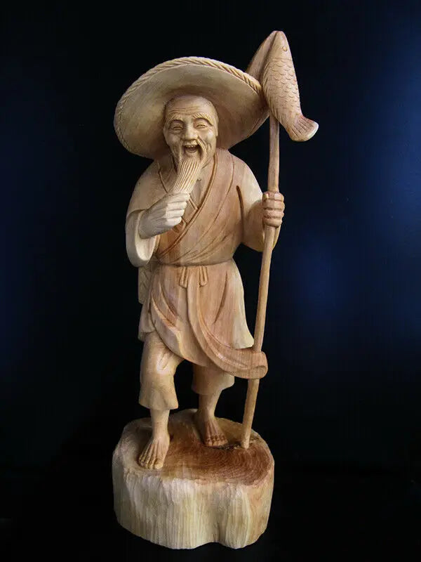 TJ039ca: 19.5x7x6.5 CM Boxwood Figurine Carving : Stunning Fishman