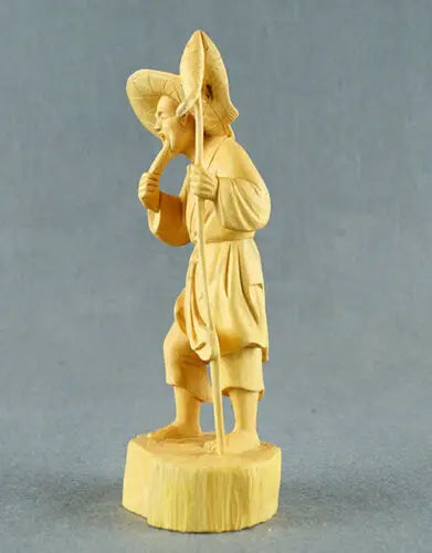 TJ039ca: 19.5x7x6.5 CM Boxwood Figurine Carving : Stunning Fishman