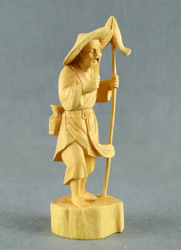 TJ039ca: 19.5x7x6.5 CM Boxwood Figurine Carving : Stunning Fishman