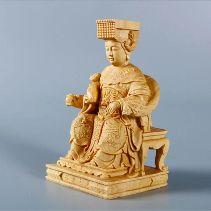 TJ119ca - 10*5.6*5 CM Detailed Carved Boxwood Carving - Goddess Matsu