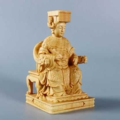 TJ119ca - 10*5.6*5 CM Detailed Carved Boxwood Carving - Goddess Matsu