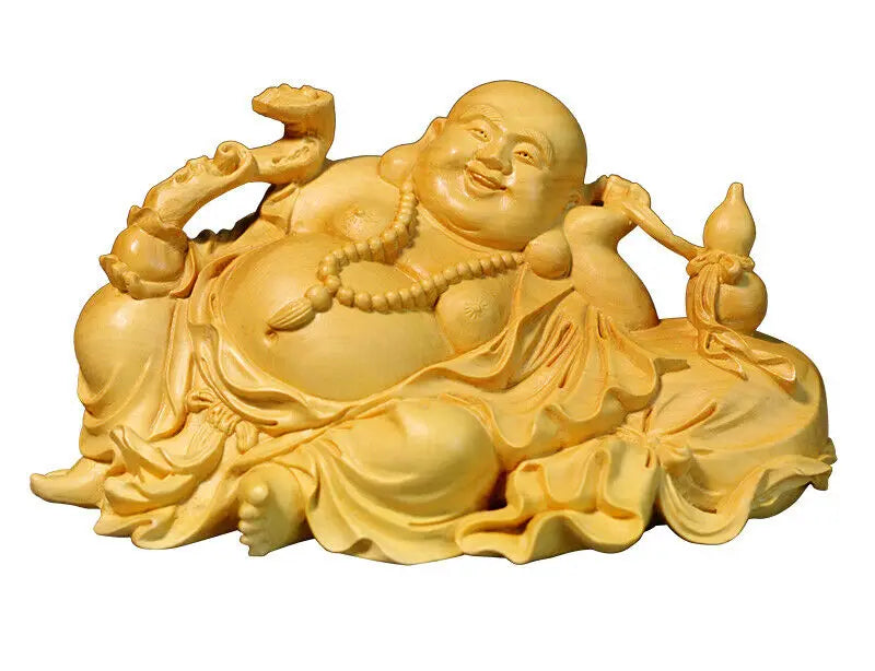 TJ173ca - 12.5* 6.5* 6.5 CM Carved Boxwood Carving Fugurine : Buddha Monk