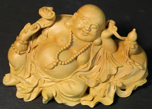 TJ173ca - 12.5* 6.5* 6.5 CM Carved Boxwood Carving Fugurine : Buddha Monk