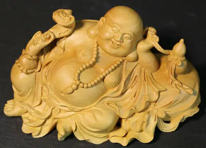 TJ173ca - 12.5* 6.5* 6.5 CM Carved Boxwood Carving Fugurine : Buddha Monk