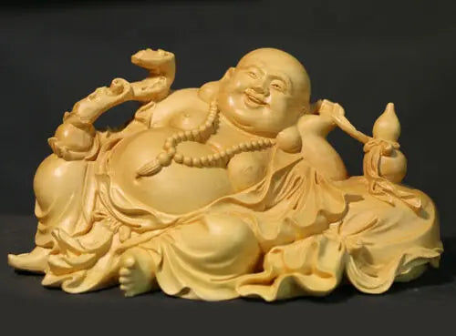 TJ173ca - 12.5* 6.5* 6.5 CM Carved Boxwood Carving Fugurine : Buddha Monk