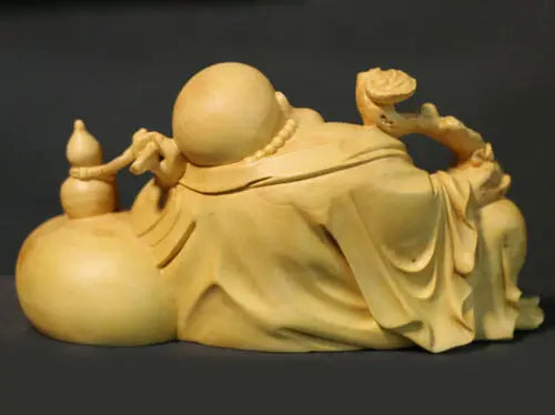 TJ173ca - 12.5* 6.5* 6.5 CM Carved Boxwood Carving Fugurine : Buddha Monk