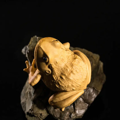 TL032 - 6.2*5.0*4 CM Carved Boxwood Carving Figurine Home Decor: Frog