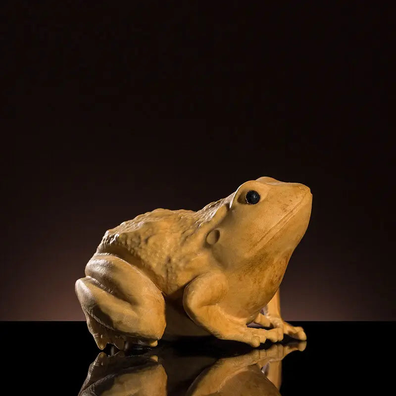 TL032 - 6.2*5.0*4 CM Carved Boxwood Carving Figurine Home Decor: Frog