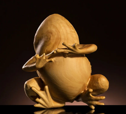 TL032 - 6.2*5.0*4 CM Carved Boxwood Carving Figurine Home Decor: Frog