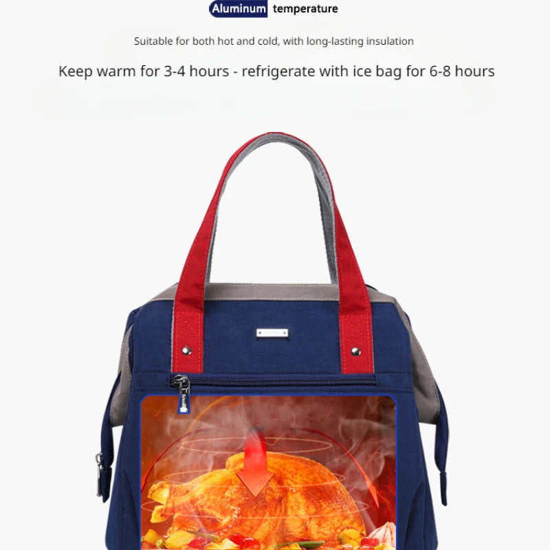 TOMILL Waterproof Portable Lunch Box Insulated Student Bento Bag Travel Work Lunch Bag Back Retain Freshness Bag