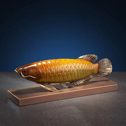 TOP 5A grade Good luck Dragon golden Fish Wealth Arowana HOME OFFICE BAR CLUB decoration bring wealth money brass Sculpture