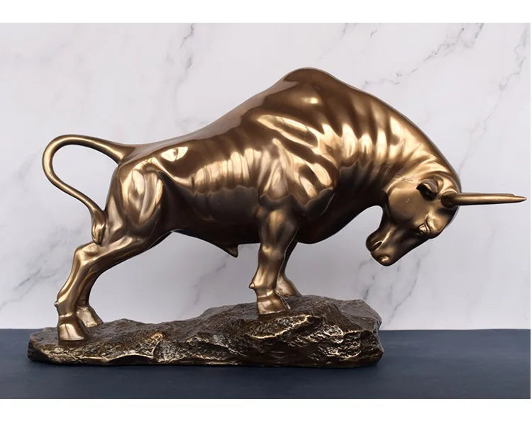 TOP ART Home store Company SHOP Decor ART stock market financial business bring wealth GOOD LUCK Success Wall Street Bull Statue