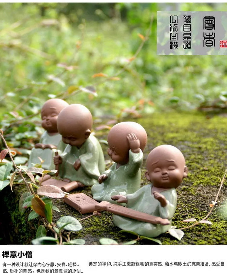 TOP ART OFFICE home Buddhism Buddha " CHAN DAO quiet " Little Monk Ge Yao kiln porcelain pottery ceramic ART