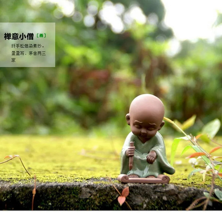 TOP ART OFFICE home Buddhism Buddha " CHAN DAO quiet " Little Monk Ge Yao kiln porcelain pottery ceramic ART