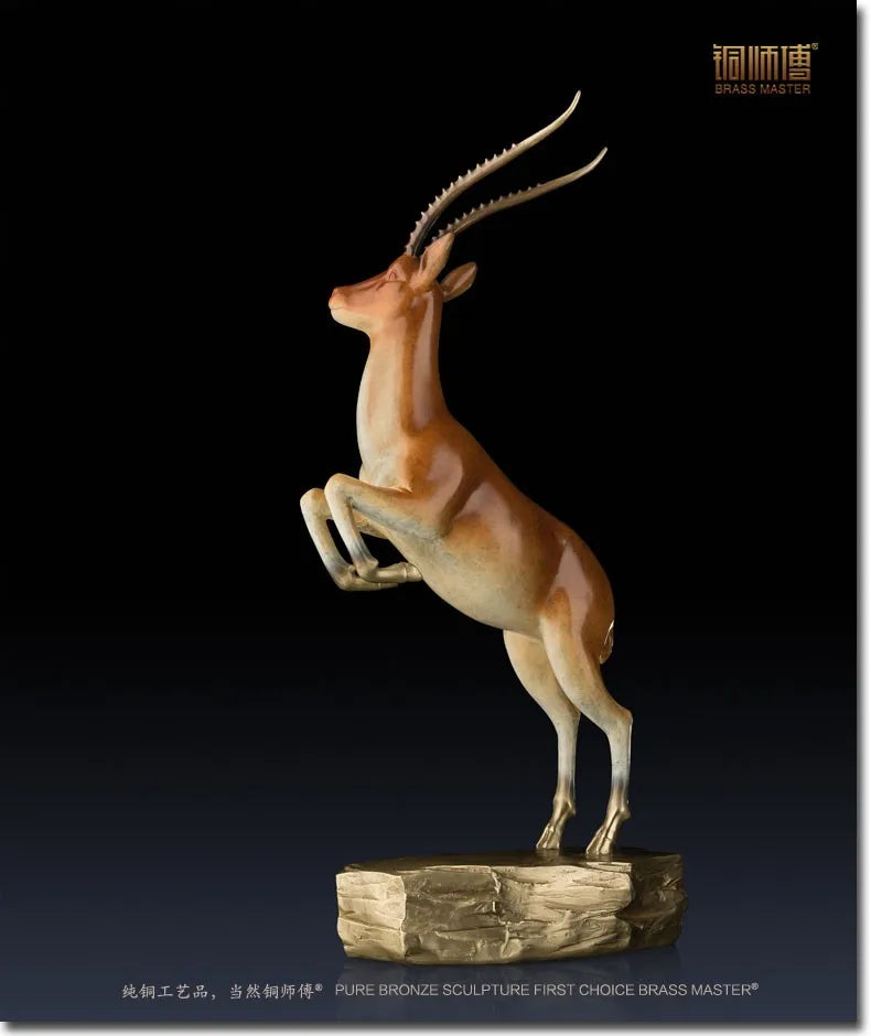 TOP ART collection - home LIVING ROOM Decor RETRO Tibetan antelope ART bronze statue sculpture Decoration