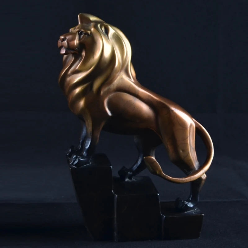 TOP ART good luck Success Money drawing Charging lion Brass statue # home office business auspicious efficacious Talisman