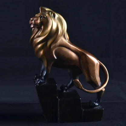 TOP ART good luck Success Money drawing Charging lion Brass statue # home office business auspicious efficacious Talisman
